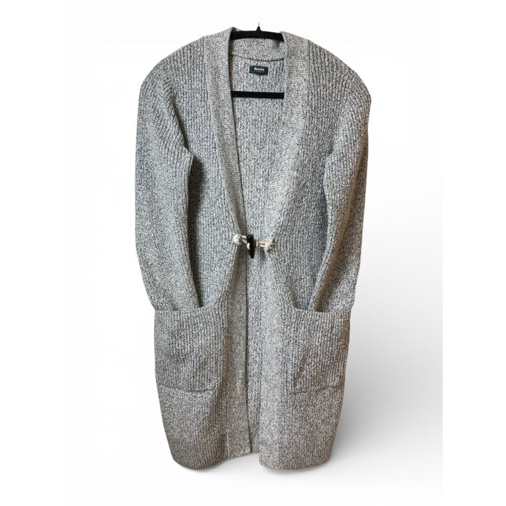 Roots Cabin Toggle Front Heather Grey Maxi Cardigan, Medium, Knit, Cottagecore